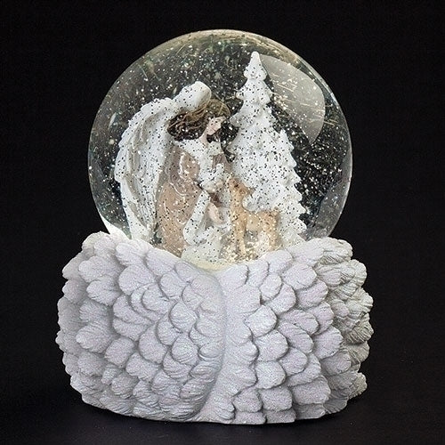 LED Musical Swirl Angel with Deer Dome, 7-inch Height
