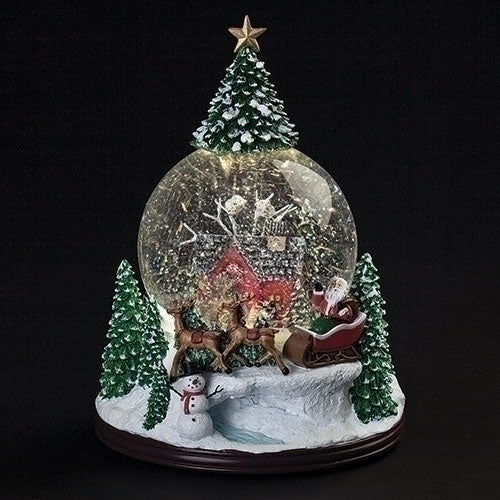 9.2"H LED MUSICAL SWIRL CABIN DOME W/TREE TOP