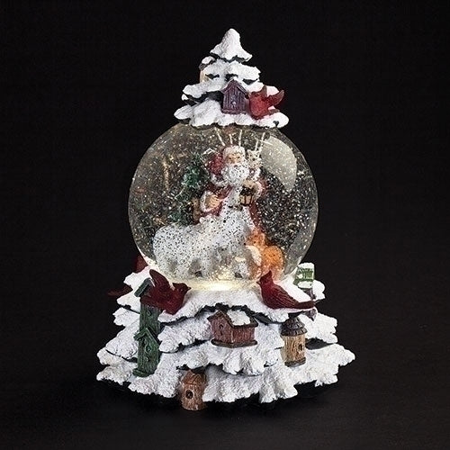 9"H MUS LED SWIRL DOME TREE W/ SANTA & ANIMALS