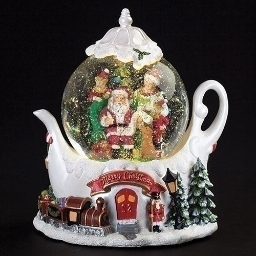 Musical LED Swirl Santa Mrs and Elves Dome, 8-inch Height