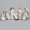 12"H 8PC ST CHAMPAGNE NATIVITY W/ WHITE GLITTER