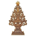 14.2"H GOLD FLAT TREE FLEUR DE LIS W/STAR