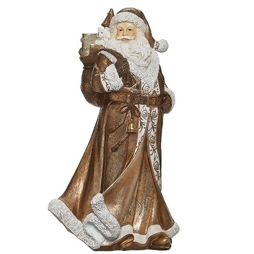 Golden Santa with Ivory Trim Figure,15.5-inch Height, Resin
