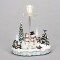 Musical LED Rotatng Snowmen with Lantern Figurine, 12.2-inch Height