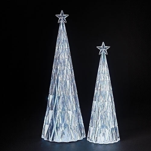 14-18"H 2PC ST LED CUT CRYSTAL TREE, WHITE
