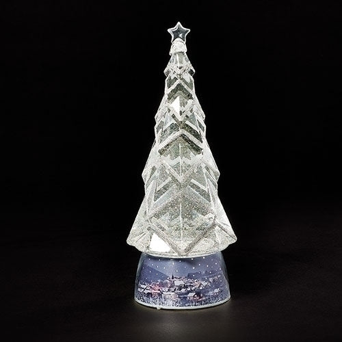 13"H LED SWIRL TREE, CITY BASE SILVER; WITH PORT/CORD