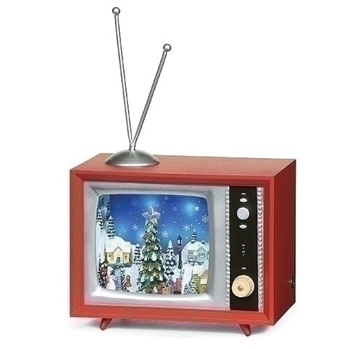 5"H MUS LED TV SKATERS;SNOW FALL ROTATE