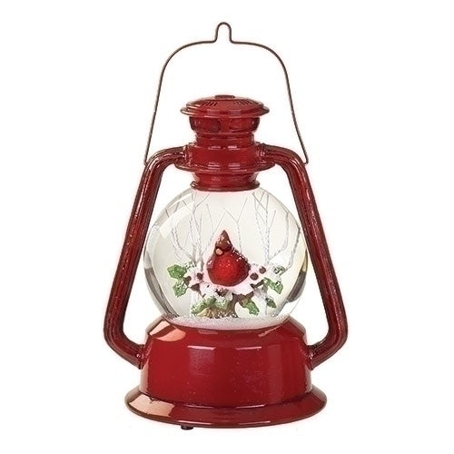 9"H MUS RED LANTERN DOME 100MM CARDINAL, SNOWFLAKES WIND UP