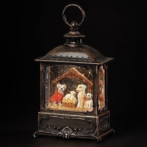 8.75"H LED SWIRL CANINE CRECHE LANTERN