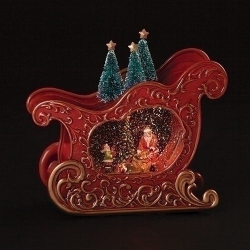 8"H LED SWIRL SLEIGH CHRISTMAS TREE, SANTA