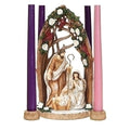 10.25"H HOLY FAMILY W/CARDINAL CANDLE HOLDER; MARBLE BASE
