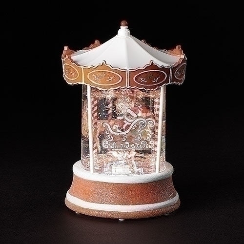 7.7"H LED SWIRL CAROUSEL SANTA GINGERBREAD