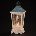 10.5"H LED SWIRL SNOWMAN WOOD LANTERN