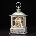 8.75"H LED SWIRL PEWTER HOLY FAMILY LANTERN; PORT/CORD