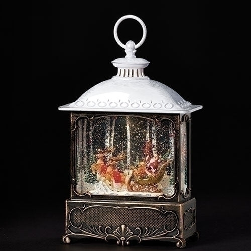 Santa Sleigh Led Swirl Lantern with Printed Art