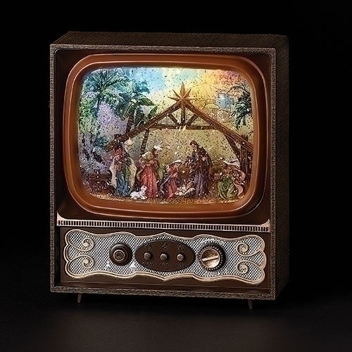 9.75"H LED SWIRL TV, NATIVITY SCENE;BATT N/INCL; PORT/CORD