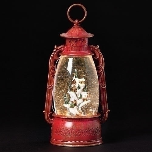 LED Swirl Village Rotation Lantern Figurine, 12-inch Height