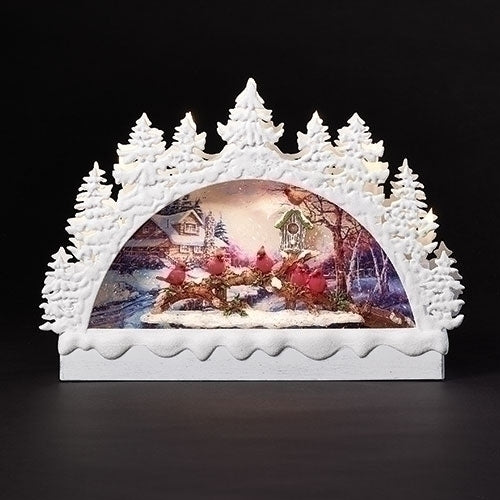 9"H LED SWIRL ARCH CARDINALS HOLLY