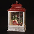 Lighted Farmer Santa Lantern, 10.5" H
