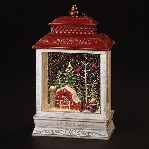 Lighted Farmer Santa Lantern, 10.5" H