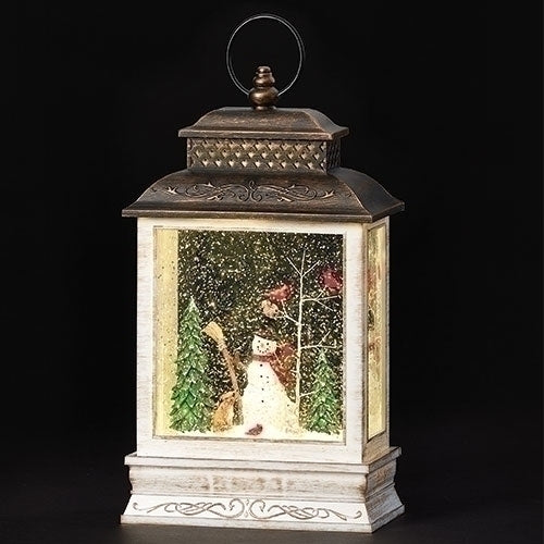 10.5"H LED SNOWMAN SWIRL 2TONE LANTERN