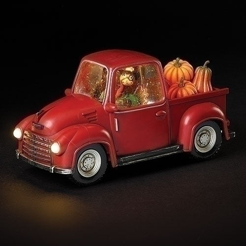 6"H LED SWIRL PILGRIM TURKEY TRUCK W/ PUMPKINS; PORT/CORD