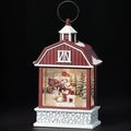 9.25"H LED SWIRL SANTA BARN W/ ANIMALS