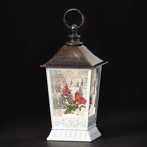 9.5"H LED SWIRL CARDINAL PRINT LANTERN; BATT N/INC; PORT/CORD