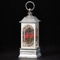 9.25"H LED SWIRL CARDINAL PEWTER LANTERN; PORT/CORD