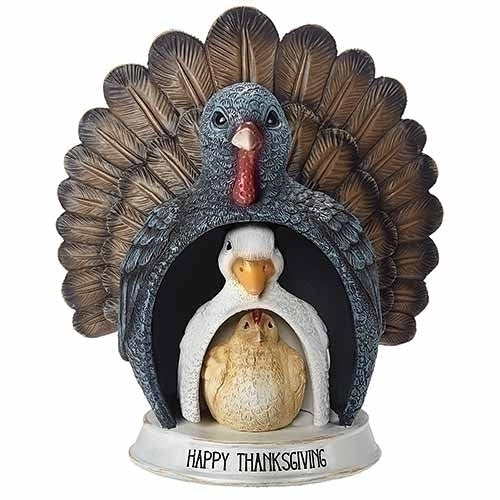 9.5"H 3 PC ST TURDUCKEN NESTING THANKSGIVING FIGURE