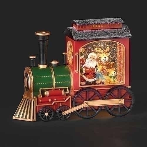 7.75"H LED SWIRL TRAIN ENGINE 	SANTA & DEER; PORT/CORD