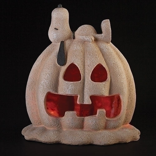 Beige and Stone Finish Orange Snoopy Jack-O-Lantern Halloween Decoration