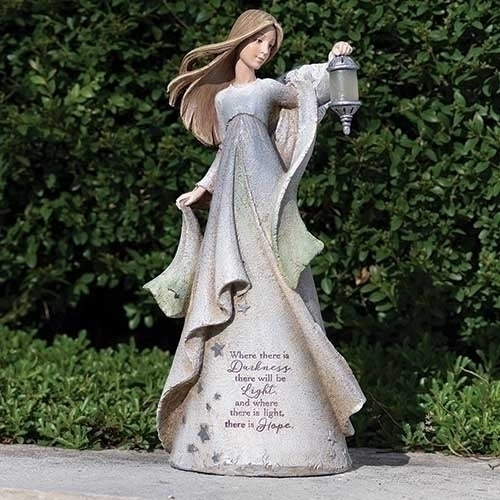 16.5"H LIGHTED ANGEL STATUE KAREN HAHN