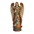 15.75" ANGEL HOLDING STAR W/ HOLY FAMILY IN SKIRT FIG