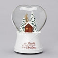 Musical Heart with House "All Hearts Come Home for Christmas" Glitterdome Water Globe Plays Tune "I'll Be Home for Christma