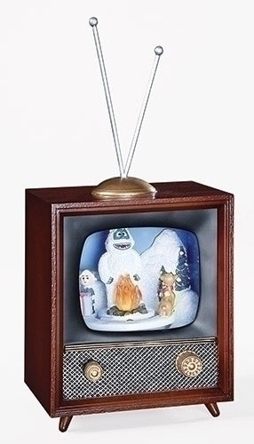 5.75"H MUSICAL LED RUDOLPH TV CAMPFIRE;ROTATING;BATT N/INCL
