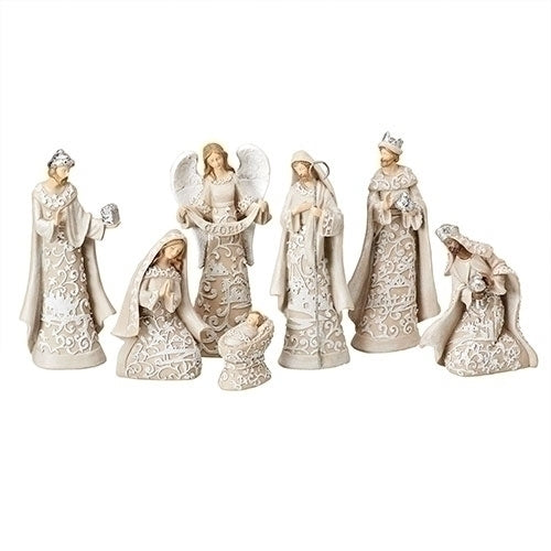 7.5"H 7 PC ST NATIVITY W/ANGEL PAPER CUT STYLE
