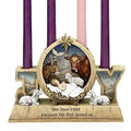9" Advent Candle Holder - Advent Wreath - Baby Jesus and Barn Animals  4 taper candles (not included).