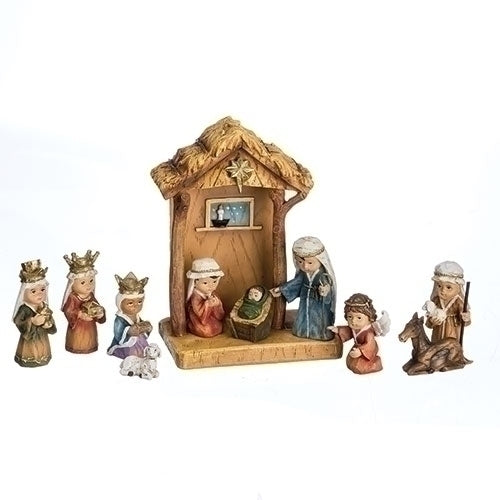 8"H 11 PC SET STABLE NATIVITY PAGEANT