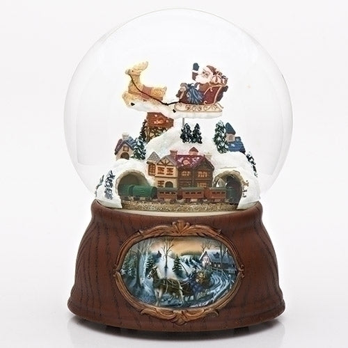 7"H MUSICAL SANTA/TRAIN DOME ROTATING;WOOD BASE W/U 120MM
