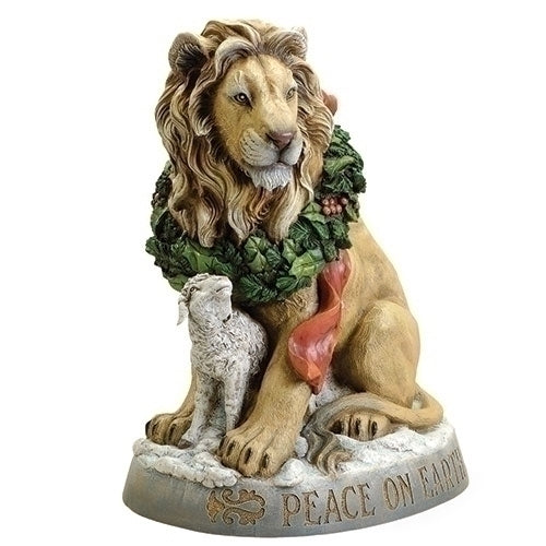 Lion and Lamb Figure, Verse - Peace on Earth, 19.25" H,  Christmas Decoration