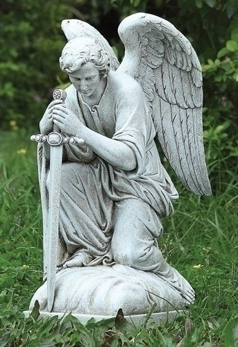 13.25"H KNEELING MALE ANGEL GARDEN STATUE