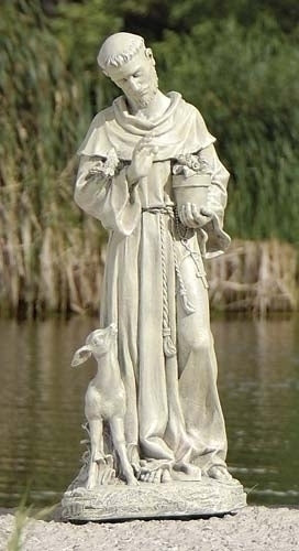 18"H ST FRANCIS W/FAWN GARDEN STATUE