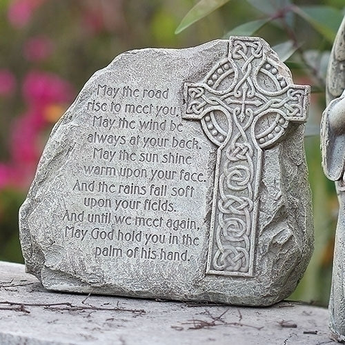 8.25"H Celtic Cross Garden Stone - Irish Blessing