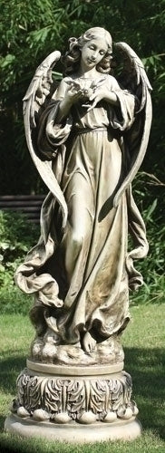 46.75"H ANGEL W/DOVE GARDEN STATUE