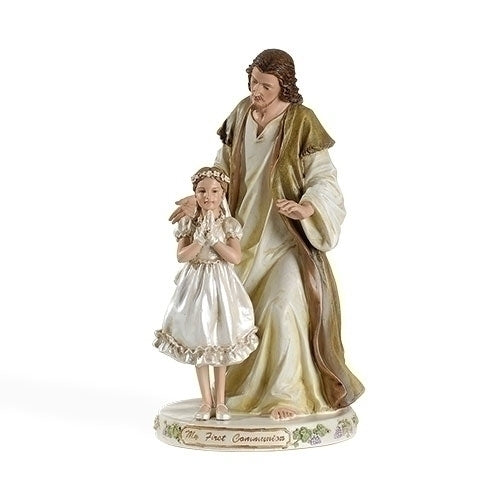9.5"H JESUS W/PRAYING GIRL FIGURE; COMMUNION