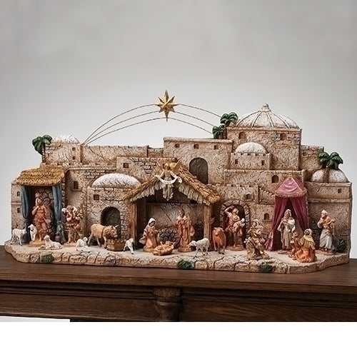 41"W BETHLEHEM TOWN DISPLAY FOR 5" SCALE NATIVITY FIGURES