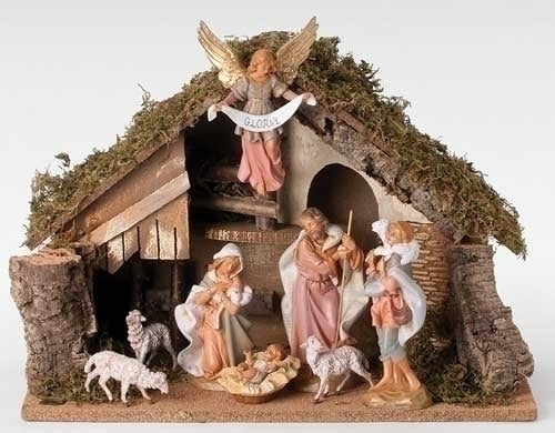 7.5" SCALE 8 FIGURE NATIVITY W/ITALIAN STABLE