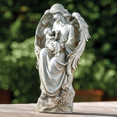 Angel with Baby Statue, 16.5" H, Garden