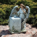 Memorial Box with Angel, Garden Collection, Religious Statue, Holy Family, Memorial, Angel, Patron Saint, Garden Décor (8x11x16)